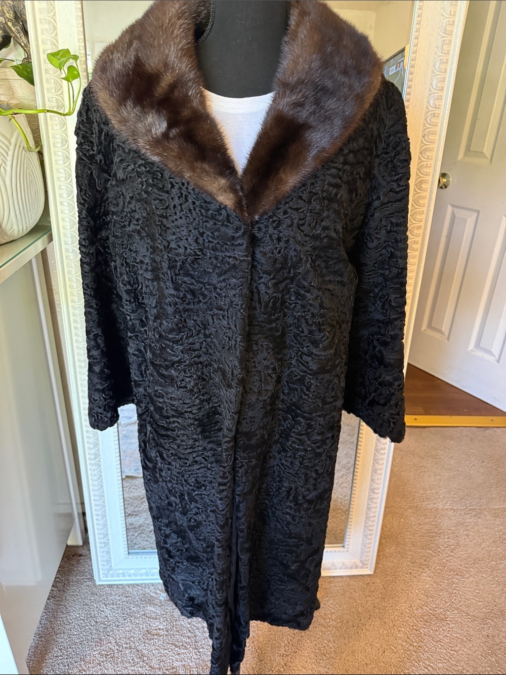 Vintage genuine black Astrakhan coat